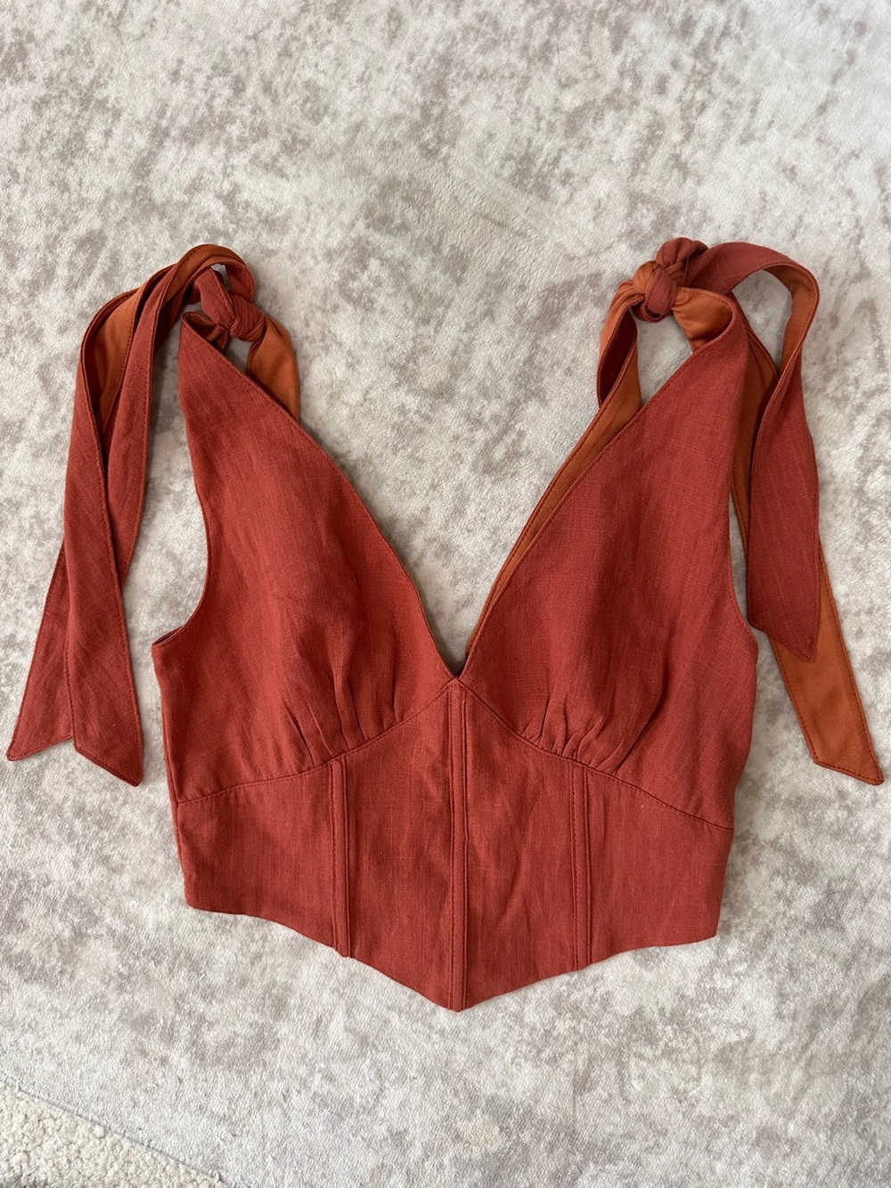 Rust Orange Corset Blouse